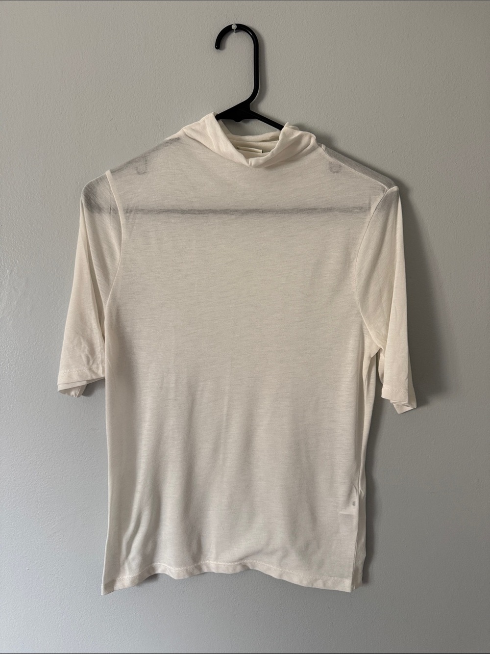 Abercrombie & Fitch Women's Sheer White/Cream Short-Sleeve Hooded Tunic Top